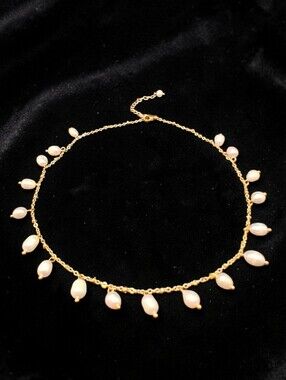 5-6MM Pearl Droplet Necklace 18K Gold Plated 16 Inches